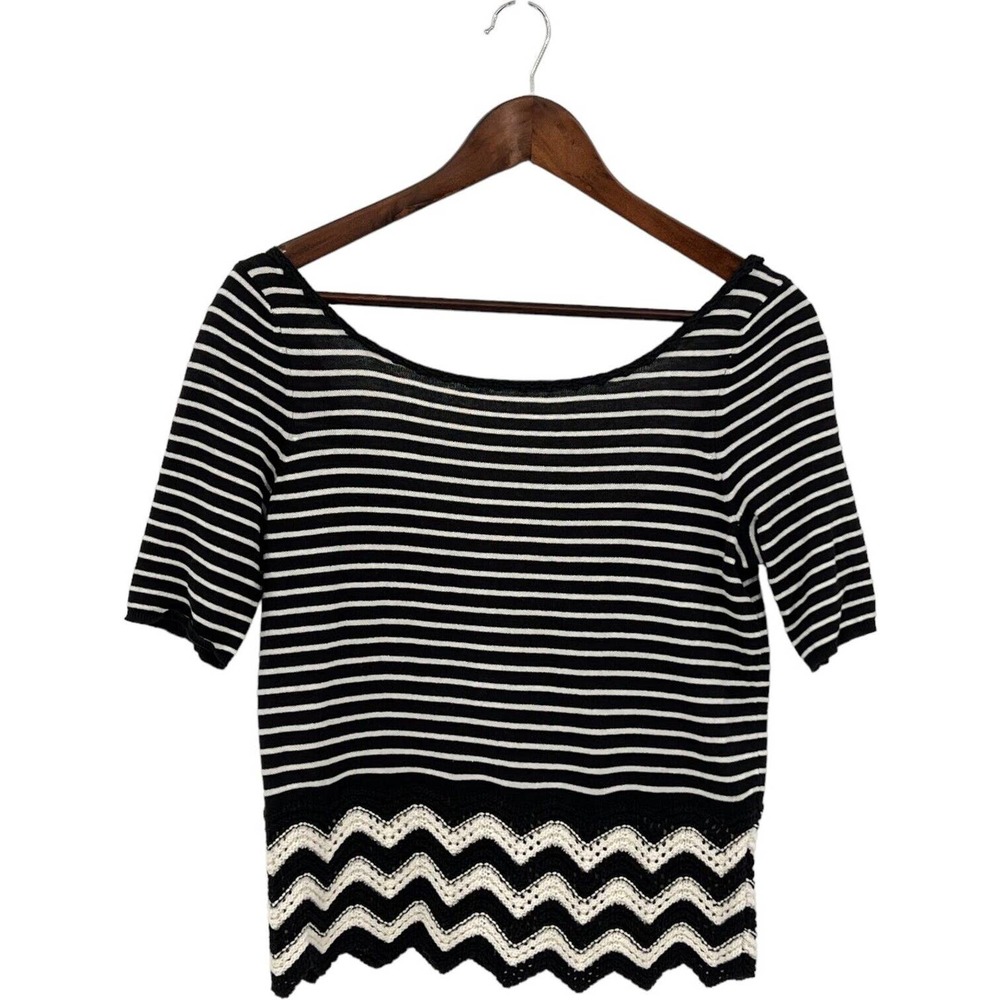 Free People We The Free Womens Shortsleeved Top S Crochet Striped Scoop Back